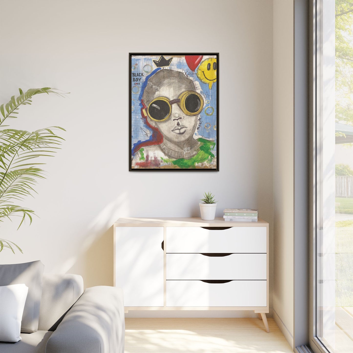 Black Boy Joy "Prince" -Framed Canvas Art Print Multi-Color Wall Decor