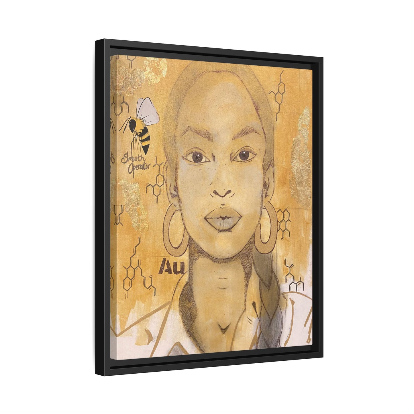 Sade- Gold "Au" Series Framed Canvas Art Multi-Color Wall Decor