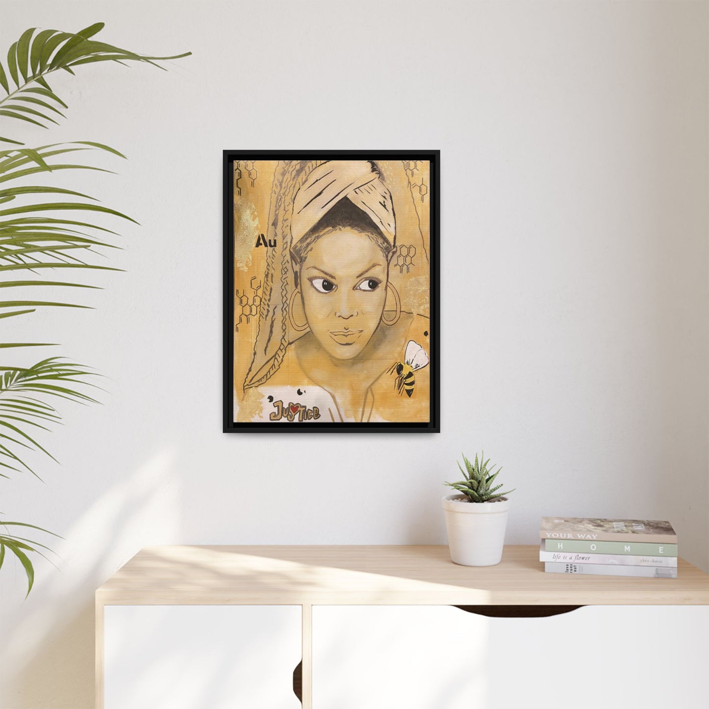 Janet Jackson- Gold "Au" Series Framed Multi-Color Matte Canvas Art -