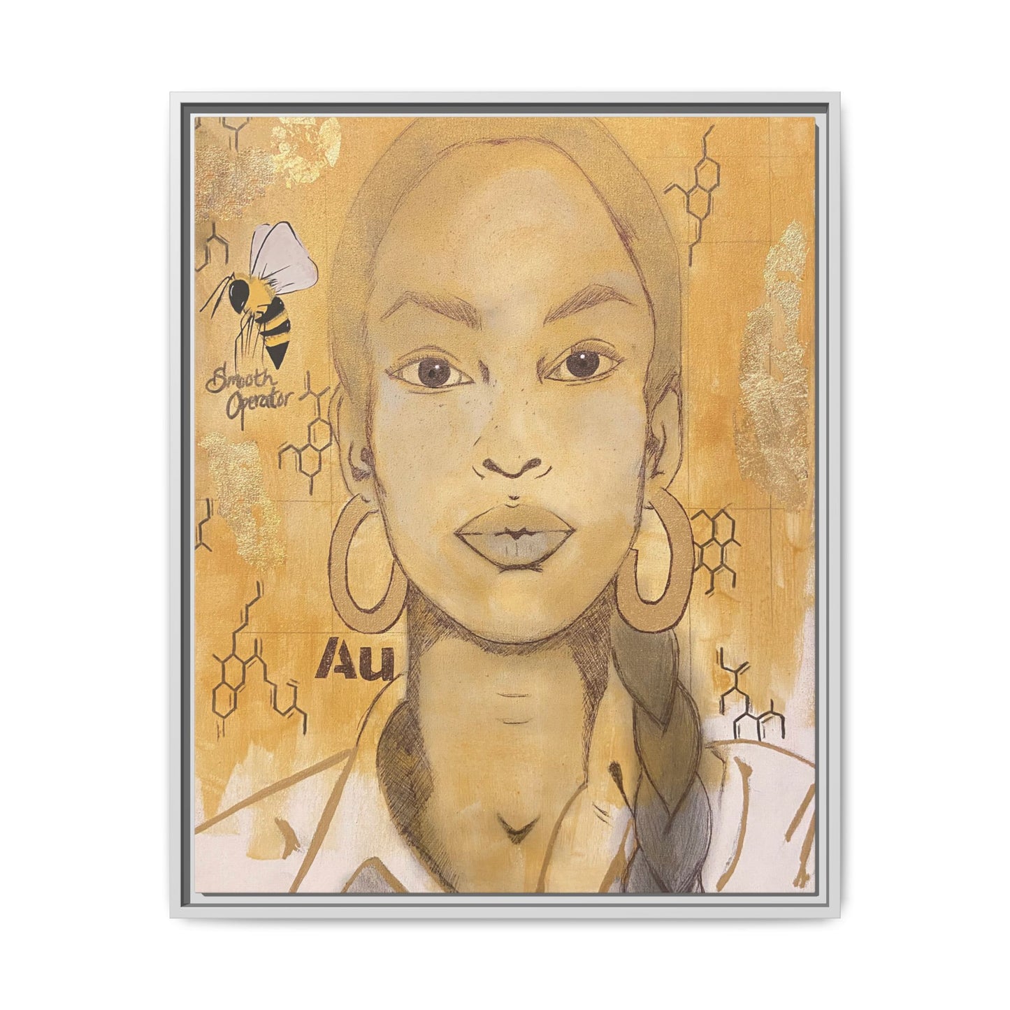 Sade- Gold "Au" Series Framed Canvas Art Multi-Color Wall Decor