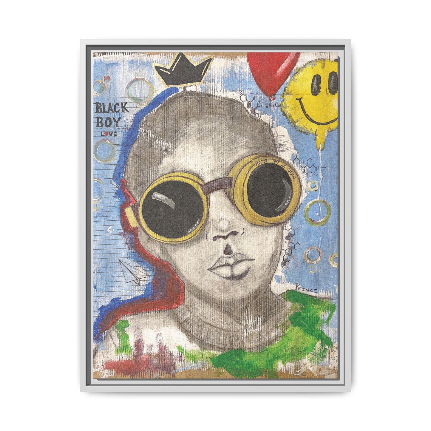 Black Boy Joy "Prince" -Framed Canvas Art Print Multi-Color Wall Decor