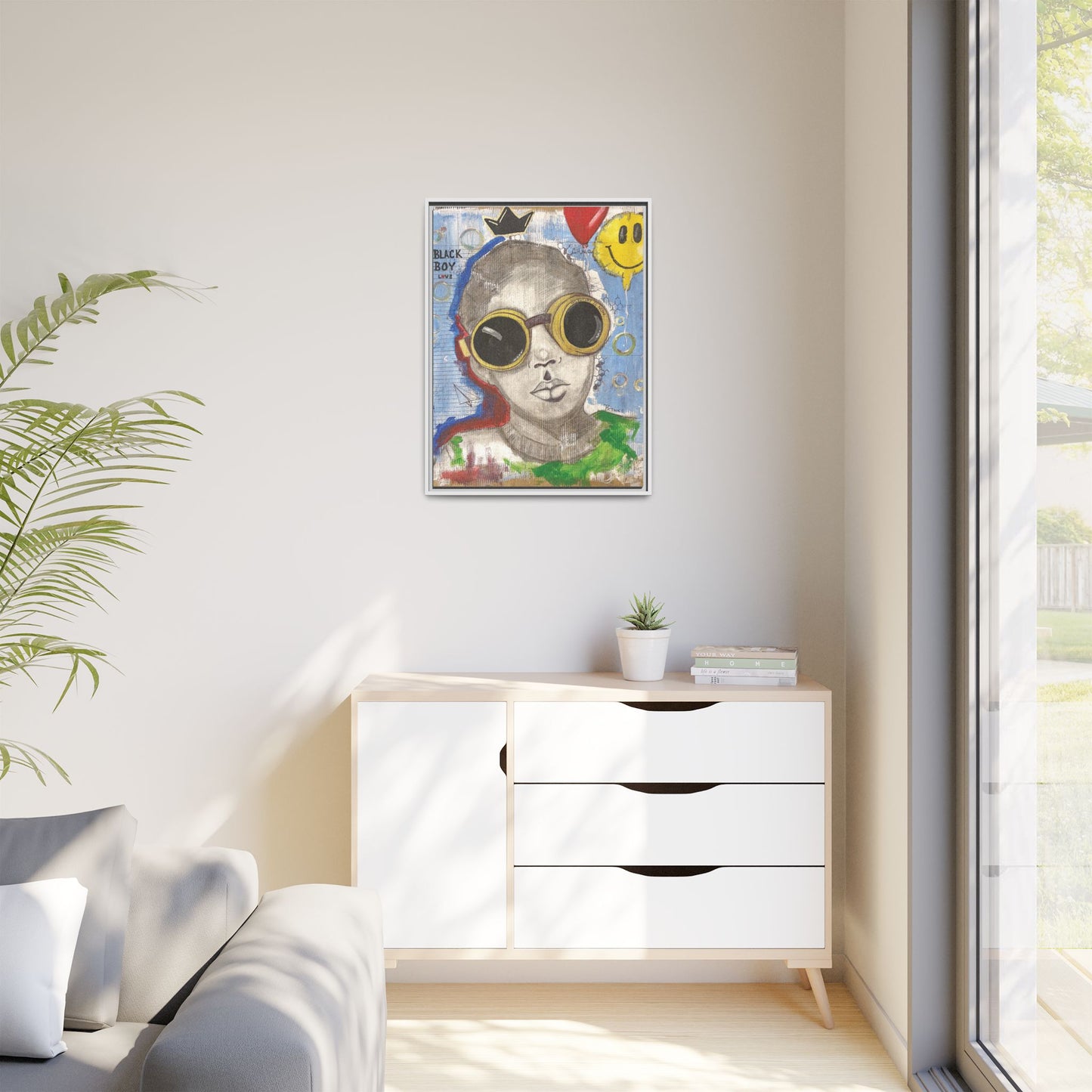 Black Boy Joy "Prince" -Framed Canvas Art Print Multi-Color Wall Decor