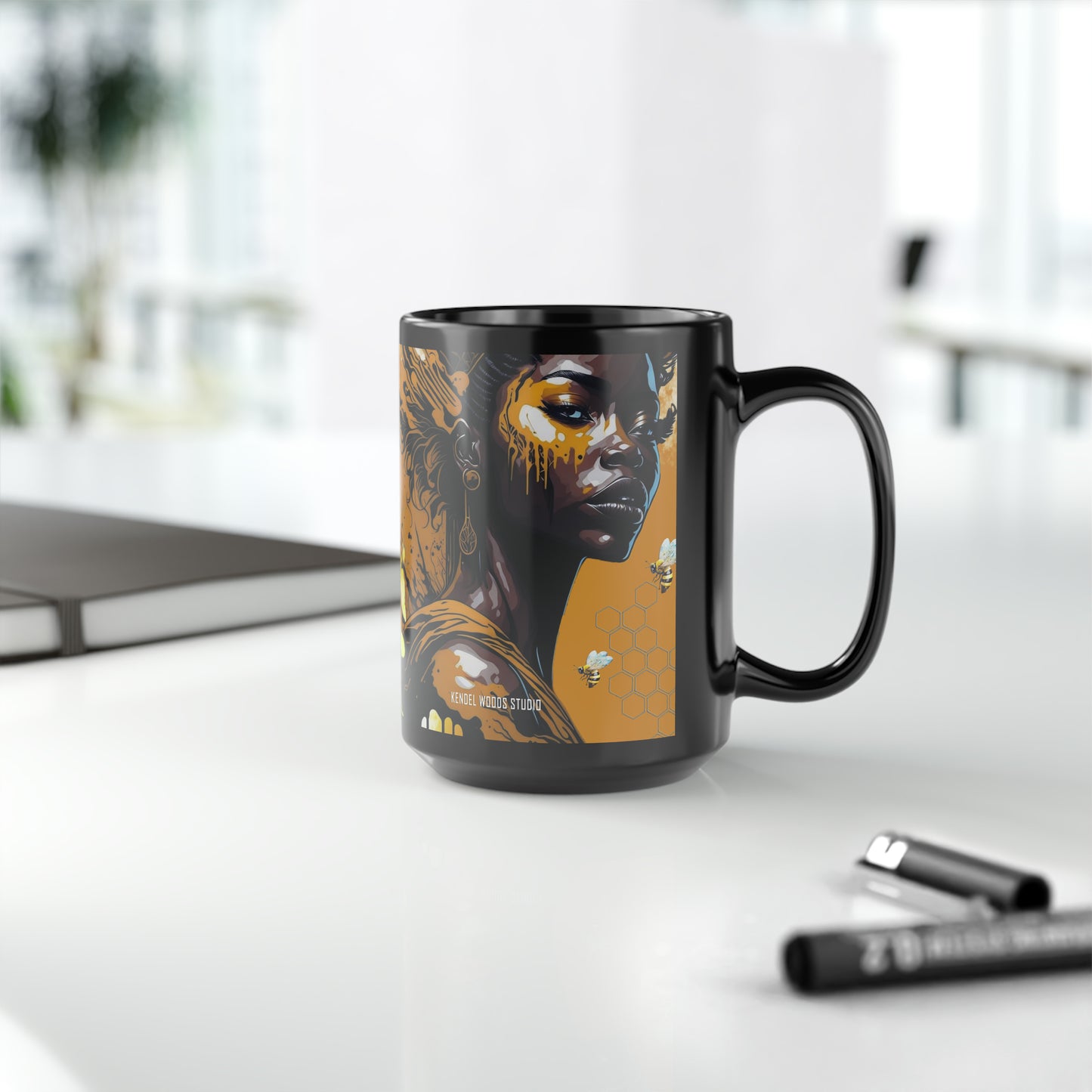New Type Orange Black Mug, 15oz