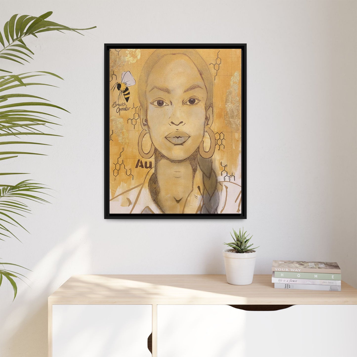 Sade- Gold "Au" Series Framed Canvas Art Multi-Color Wall Decor