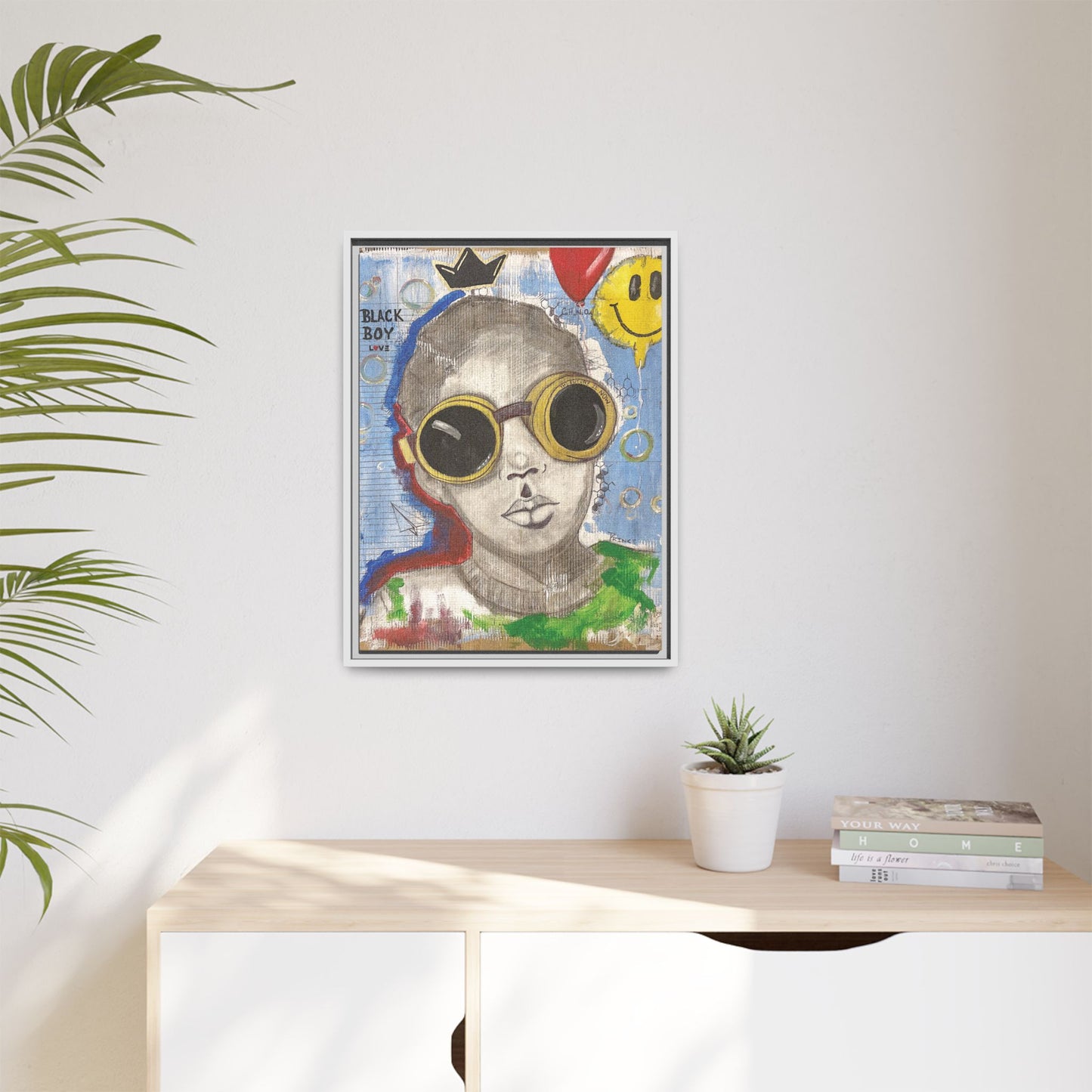 Black Boy Joy "Prince" -Framed Canvas Art Print Multi-Color Wall Decor