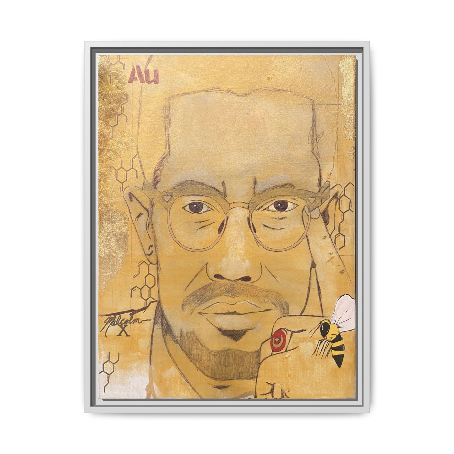 Malcolm X- Gold "Au" Series Framed Art Print Multi-Color