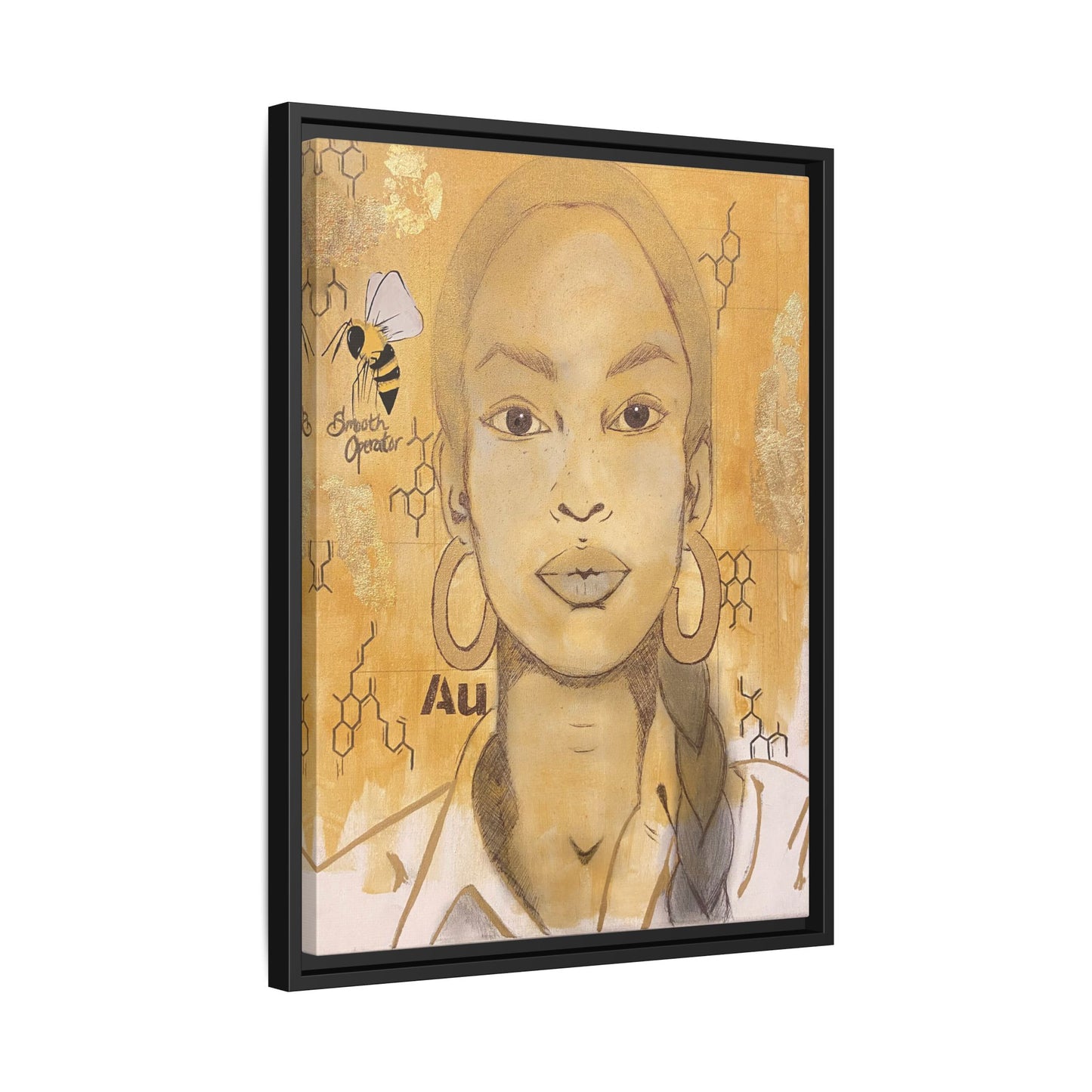 Sade- Gold "Au" Series Framed Canvas Art Multi-Color Wall Decor
