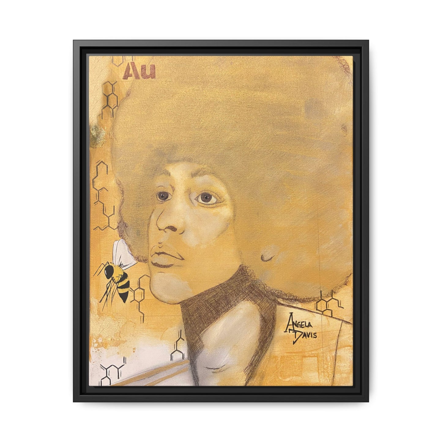 Angela Davis- Gold "Au" Series Framed Matte Canvas Art