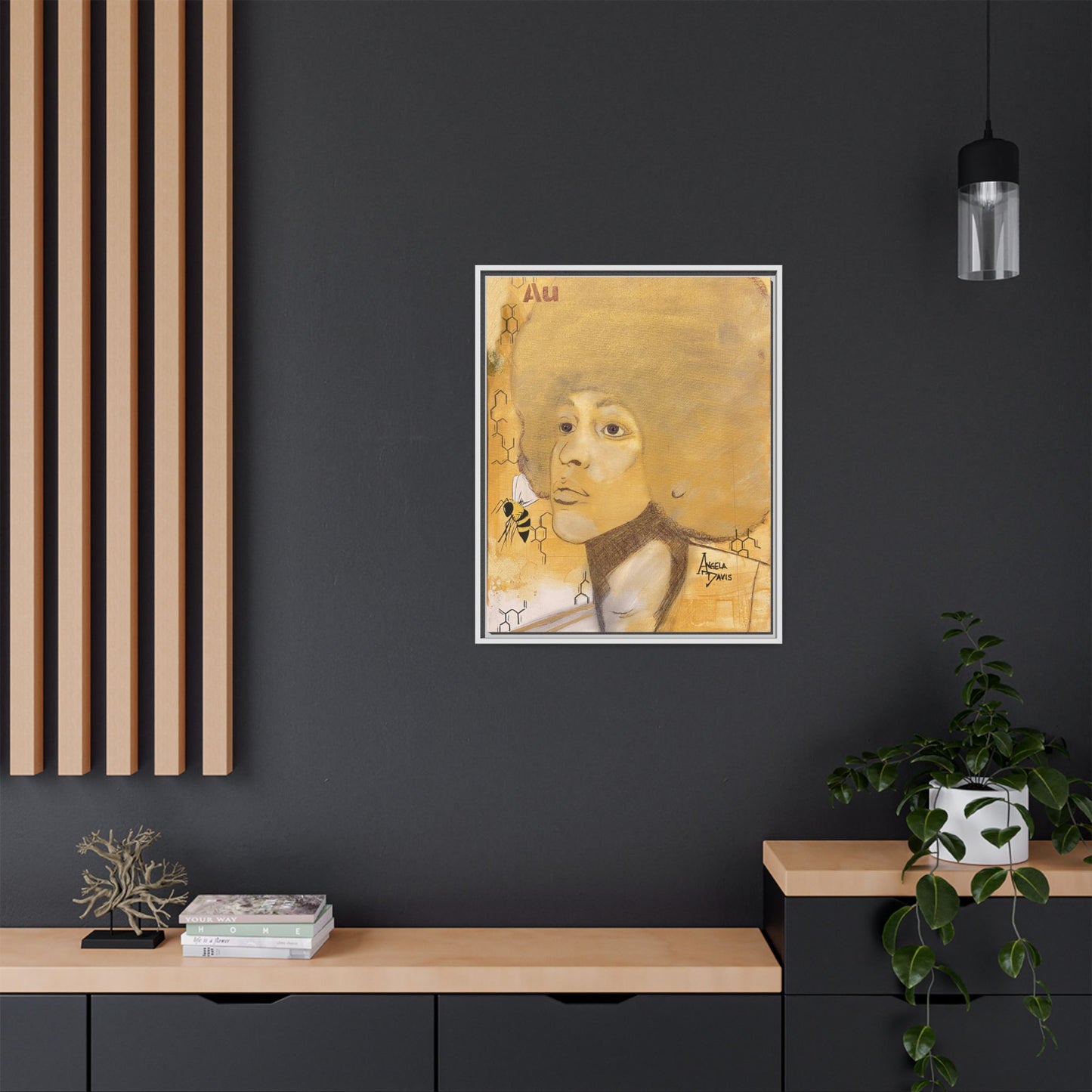 Angela Davis- Gold "Au" Series Framed Matte Canvas Art