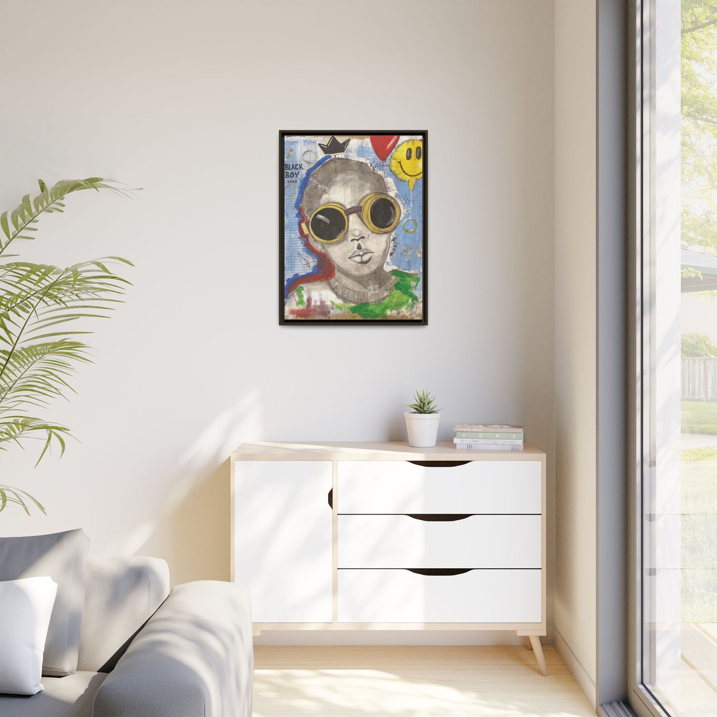 Black Boy Joy "Prince" -Framed Canvas Art Print Multi-Color Wall Decor