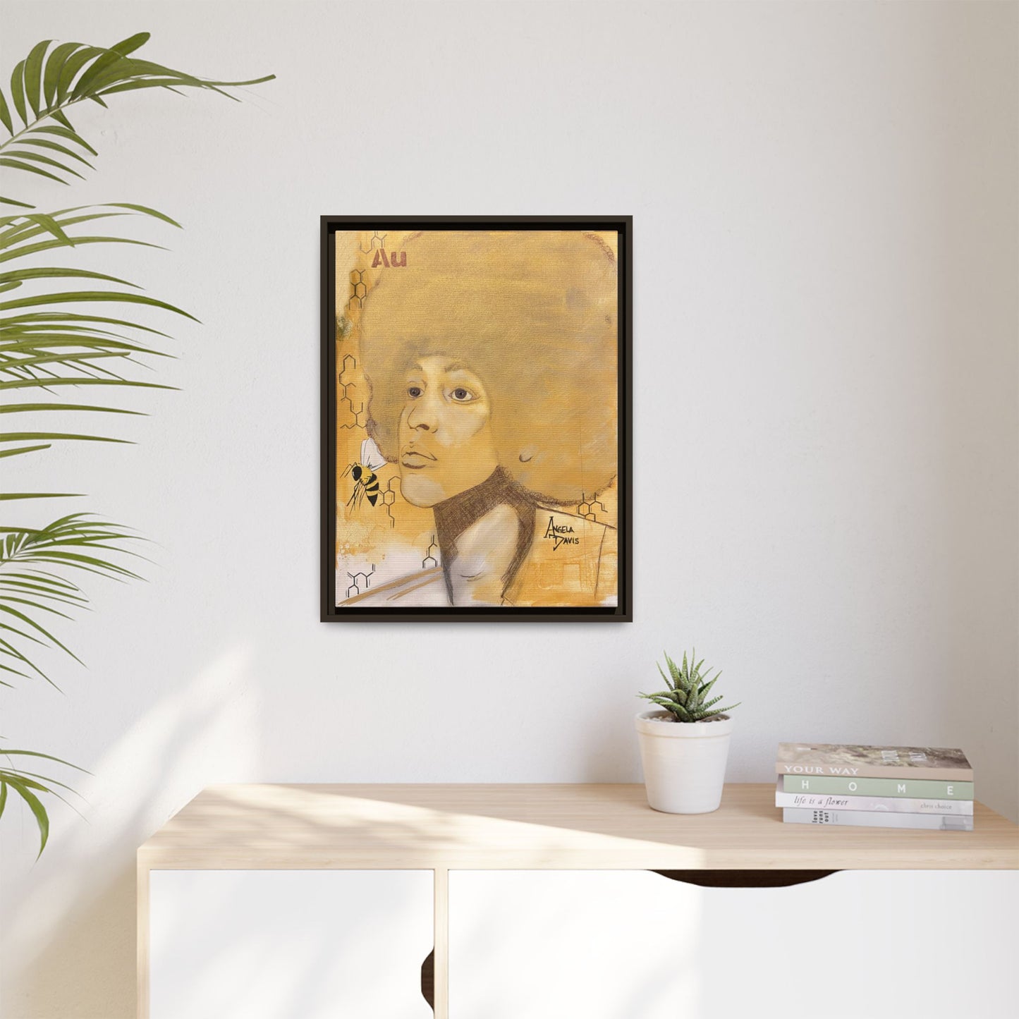 Angela Davis- Gold "Au" Series Framed Matte Canvas Art