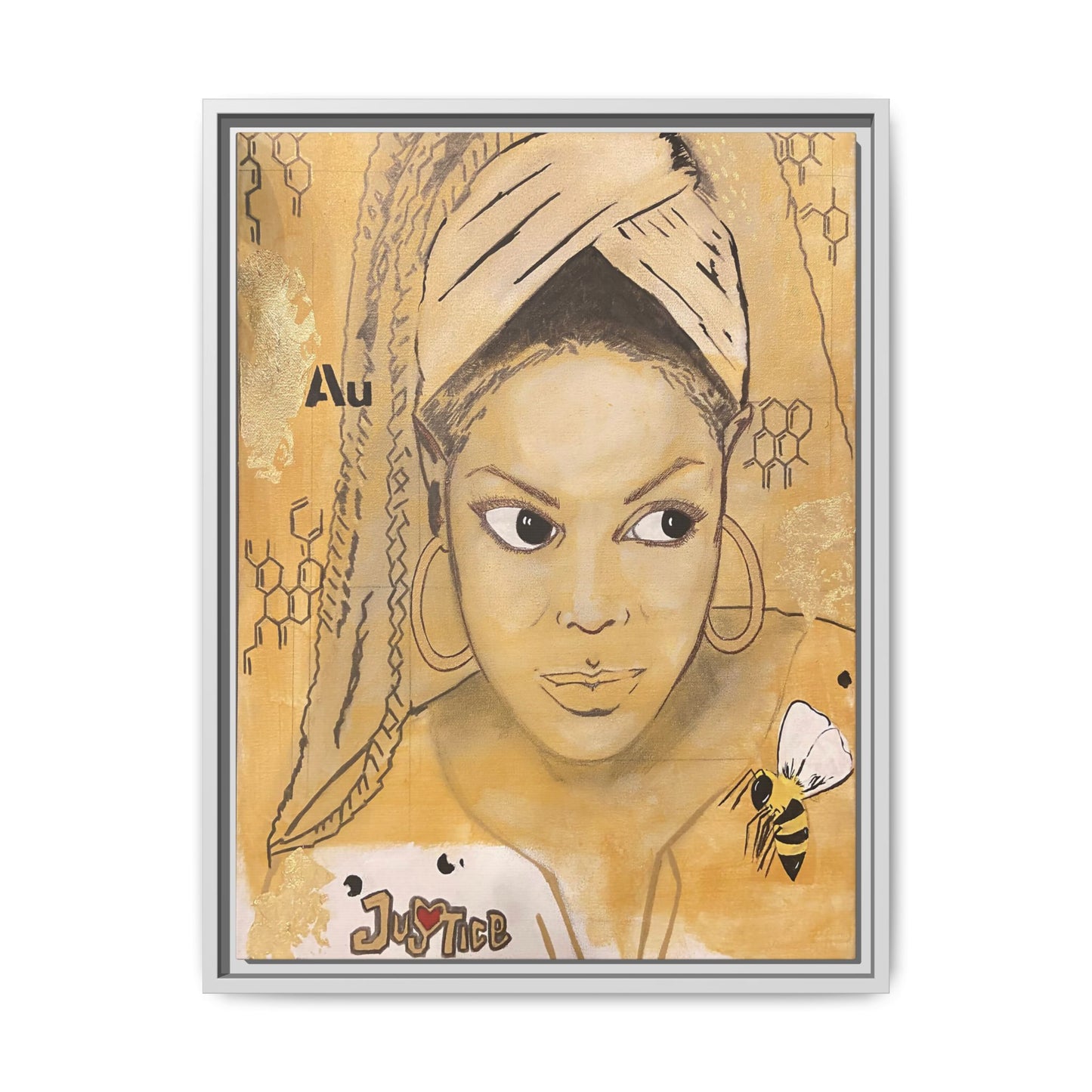 Janet Jackson- Gold "Au" Series Framed Multi-Color Matte Canvas Art -