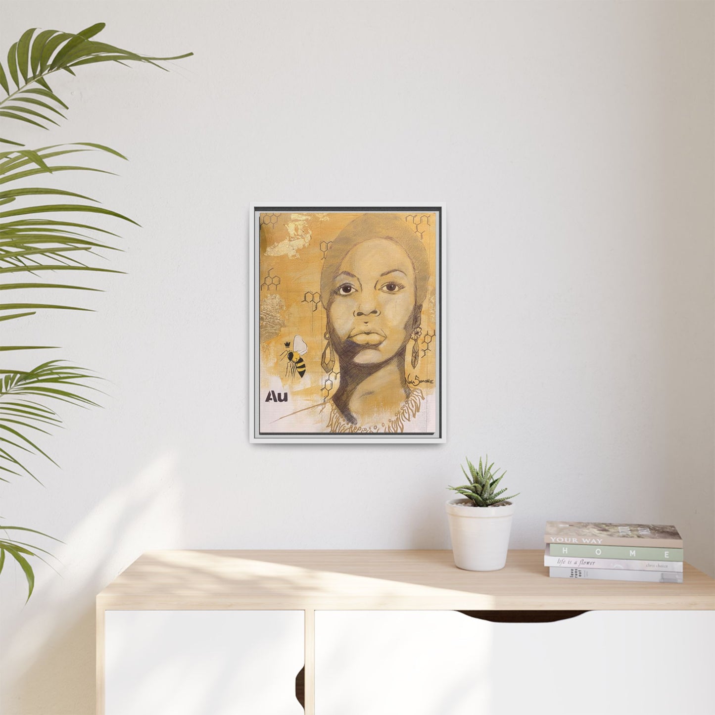 Nina Simone Gold "Au" Series Framed Canvas Art Portrait