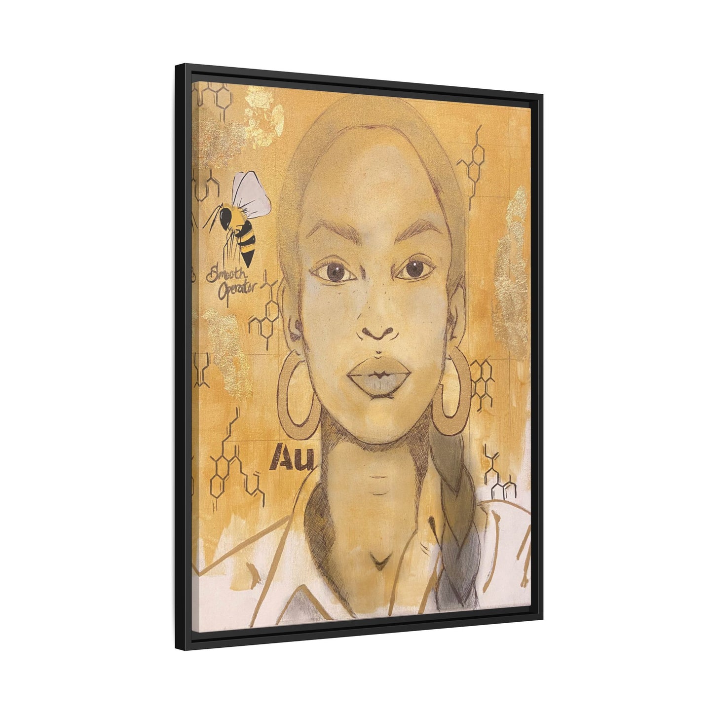 Sade- Gold "Au" Series Framed Canvas Art Multi-Color Wall Decor