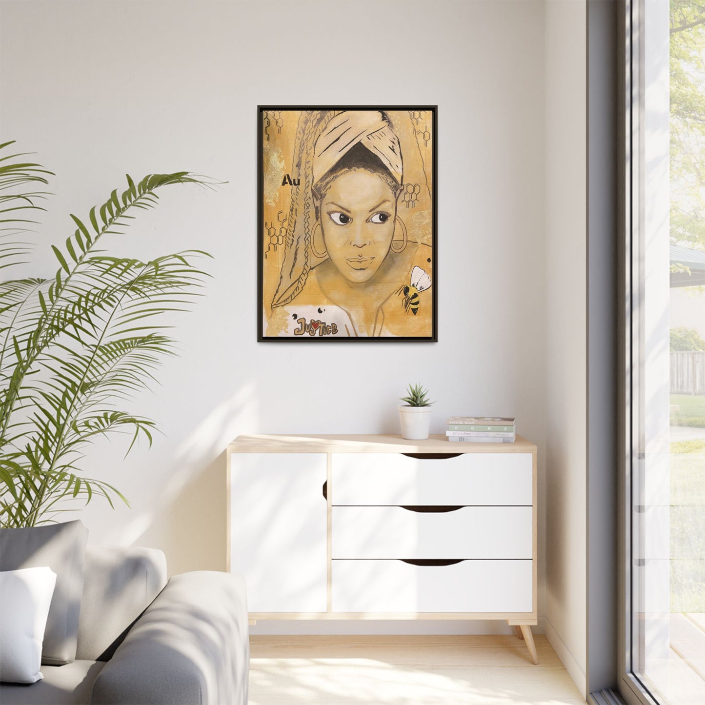 Janet Jackson- Gold "Au" Series Framed Multi-Color Matte Canvas Art -