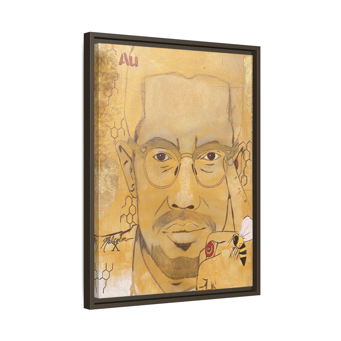 Malcolm X- Gold "Au" Series Framed Art Print Multi-Color
