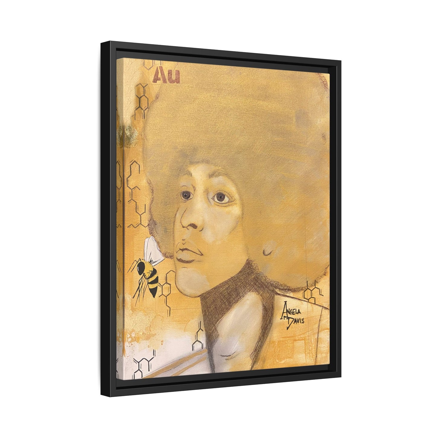 Angela Davis- Gold "Au" Series Framed Matte Canvas Art