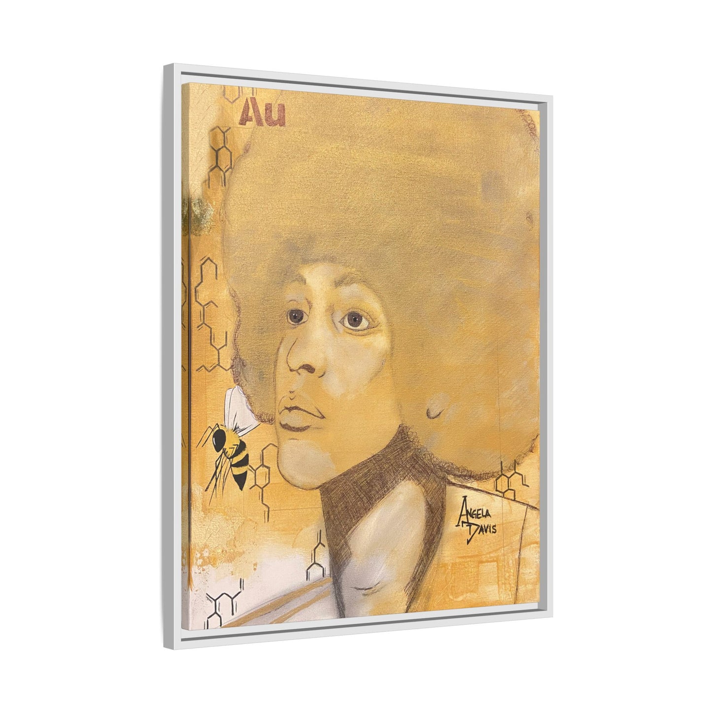 Angela Davis- Gold "Au" Series Framed Matte Canvas Art