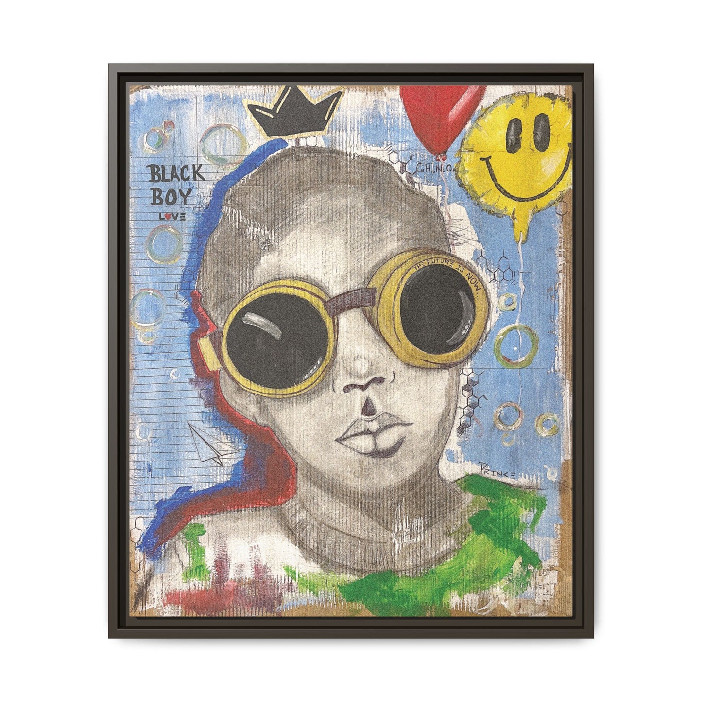 Black Boy Joy "Prince" -Framed Canvas Art Print Multi-Color Wall Decor