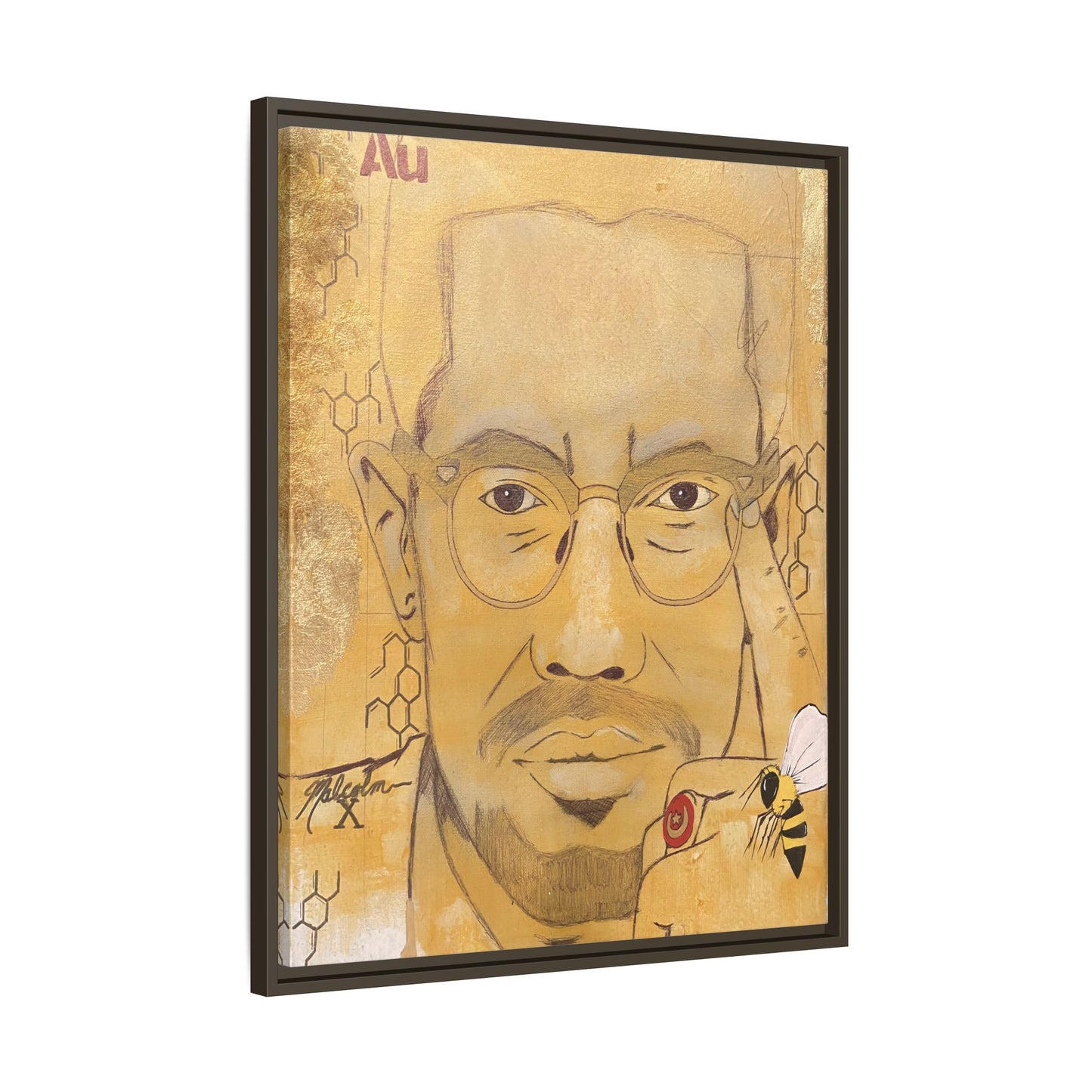 Malcolm X- Gold "Au" Series Framed Art Print Multi-Color