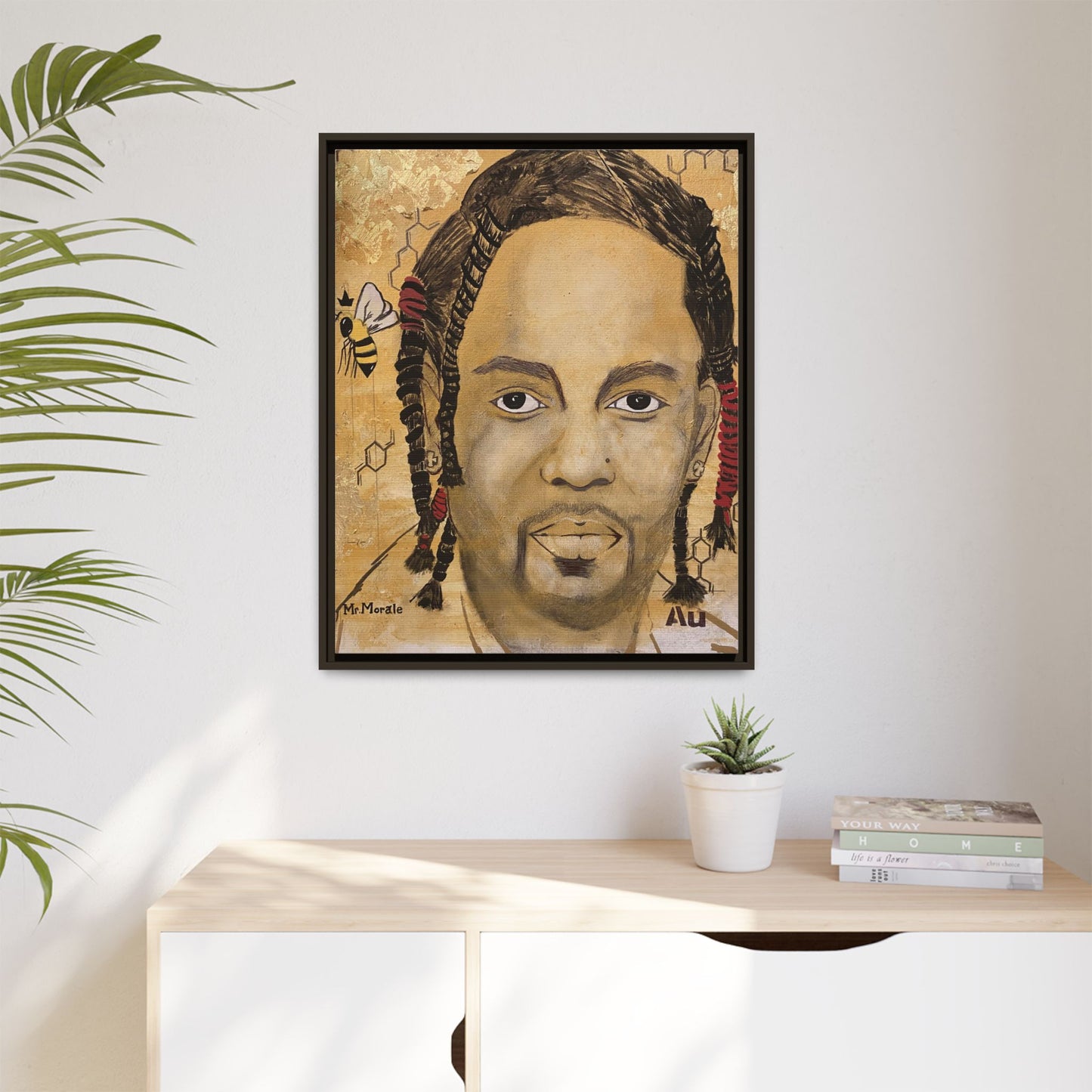 Mr. Morale- Gold "Au" Series Framed Matte Canvas Art