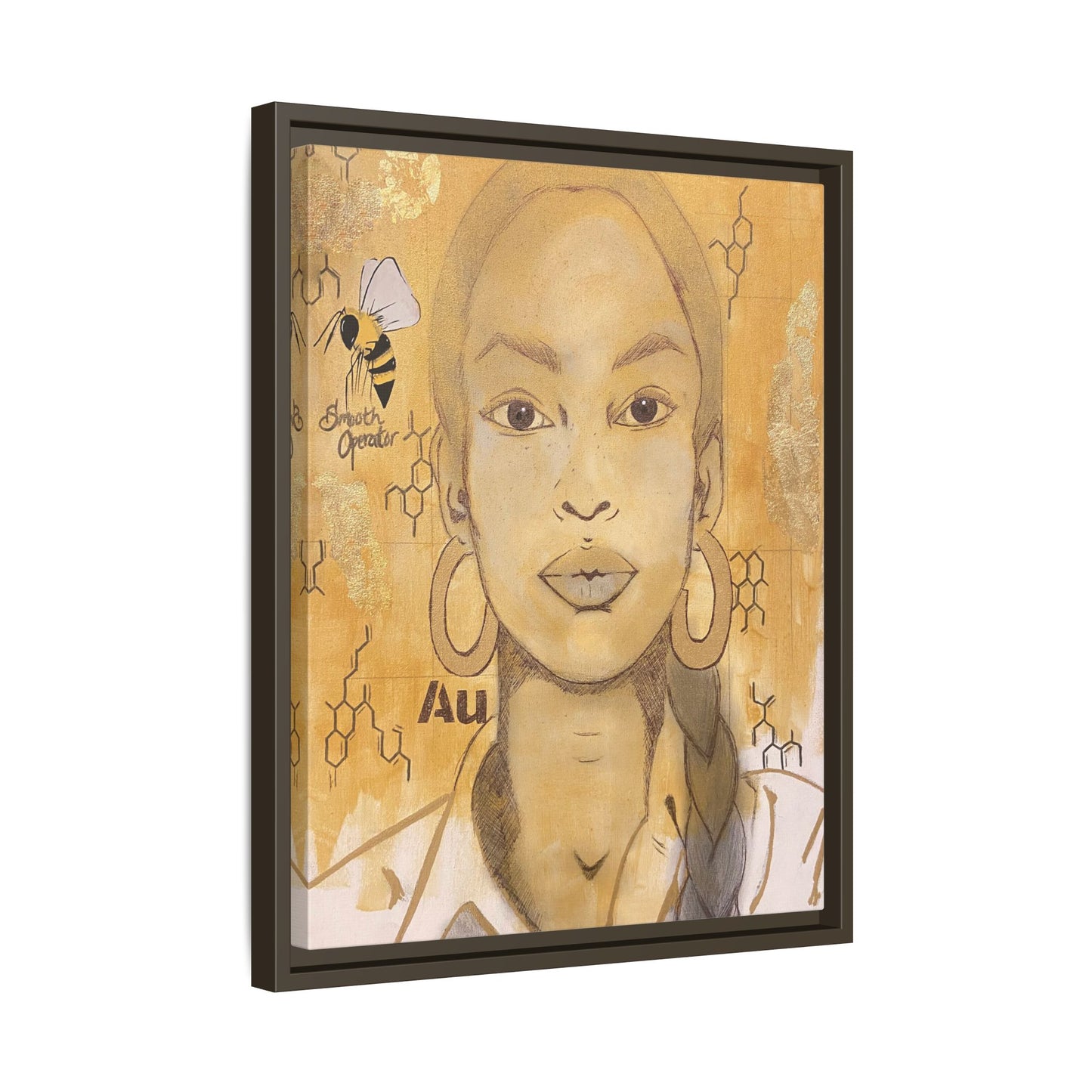 Sade- Gold "Au" Series Framed Canvas Art Multi-Color Wall Decor