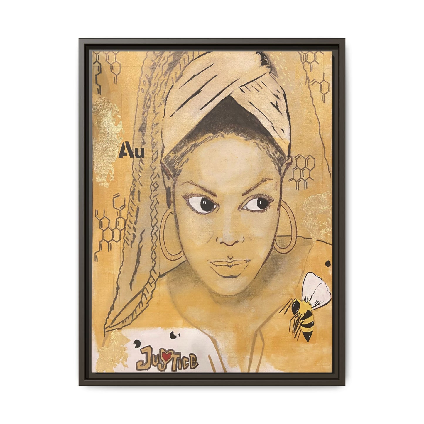 Janet Jackson- Gold "Au" Series Framed Multi-Color Matte Canvas Art -