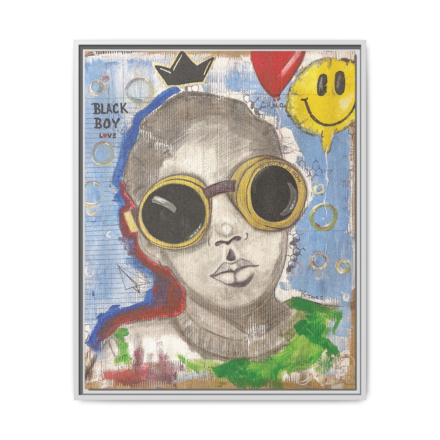 Black Boy Joy "Prince" -Framed Canvas Art Print Multi-Color Wall Decor