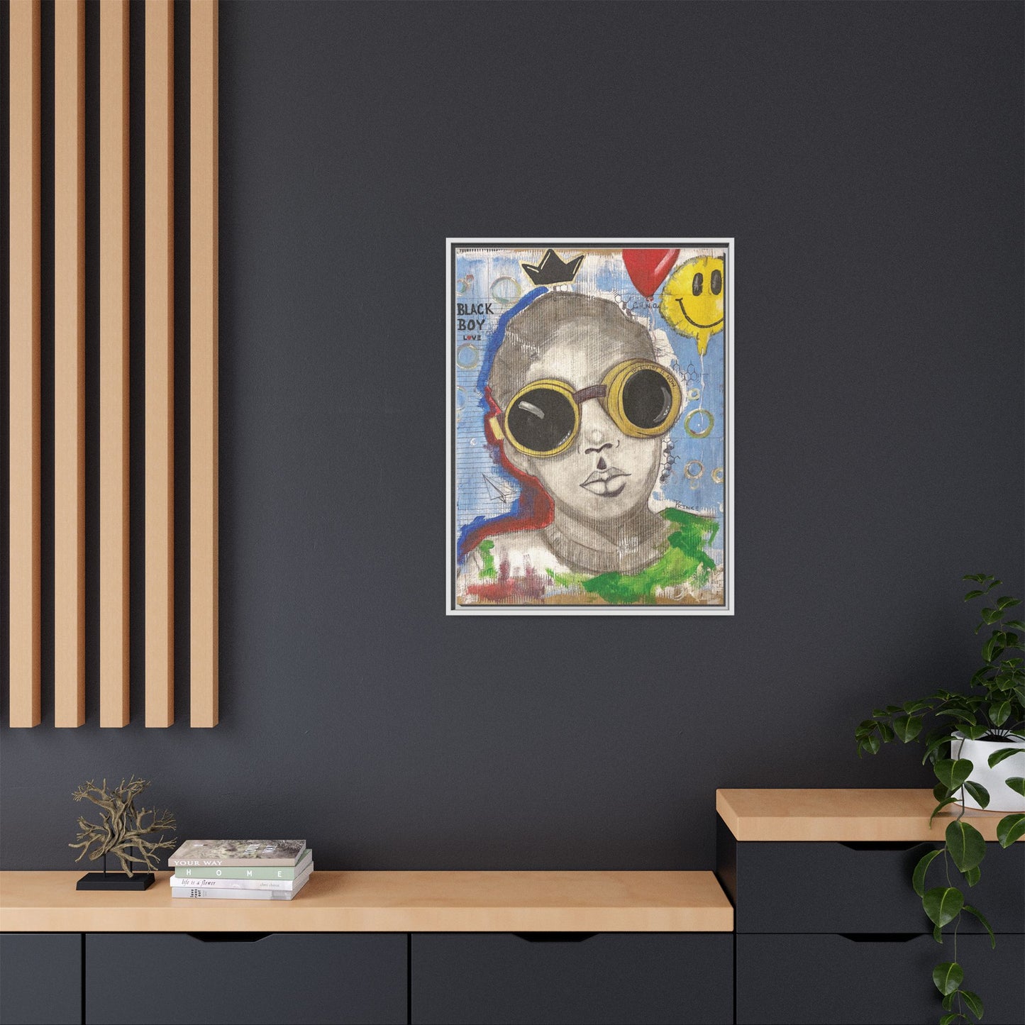 Black Boy Joy "Prince" -Framed Canvas Art Print Multi-Color Wall Decor