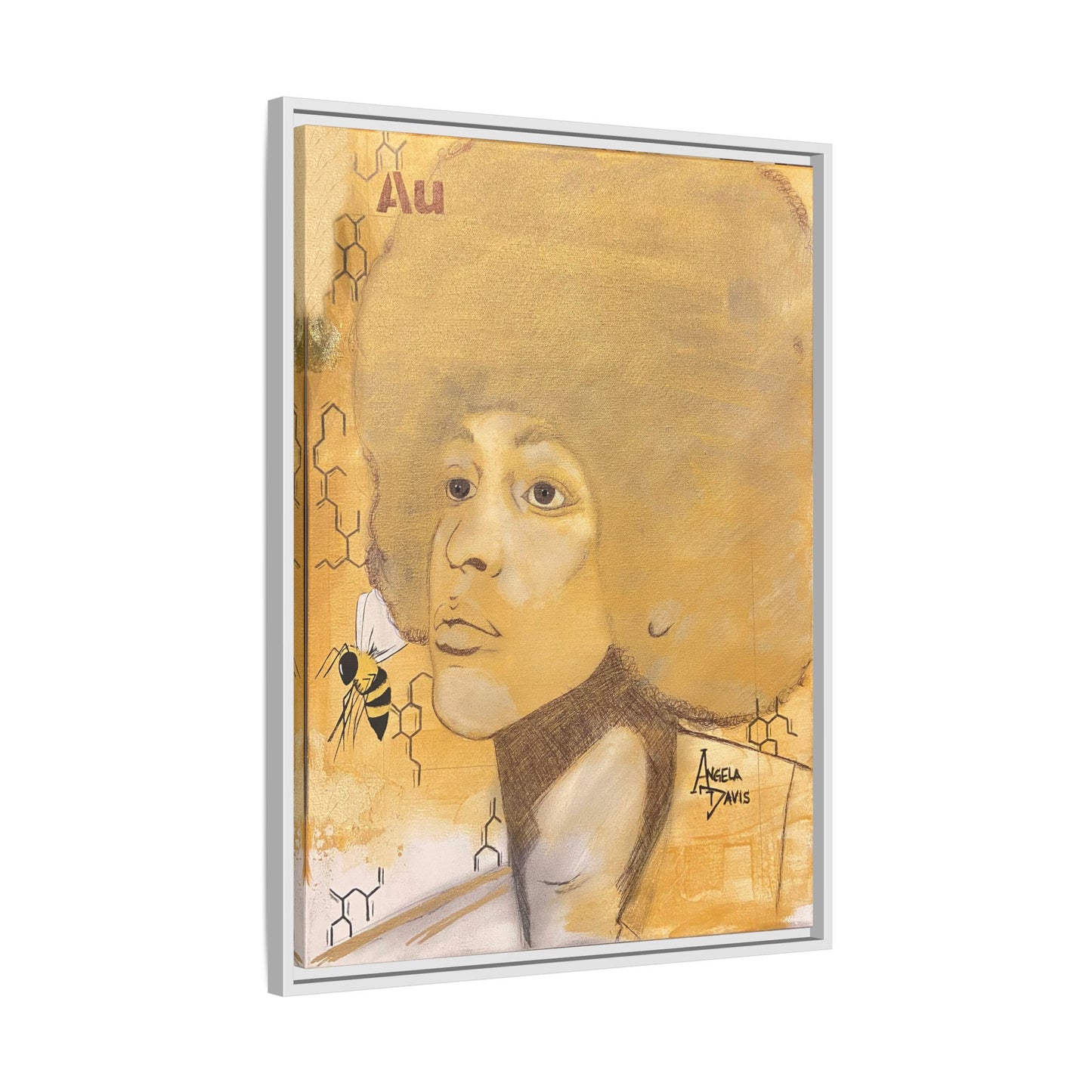 Angela Davis- Gold "Au" Series Framed Matte Canvas Art