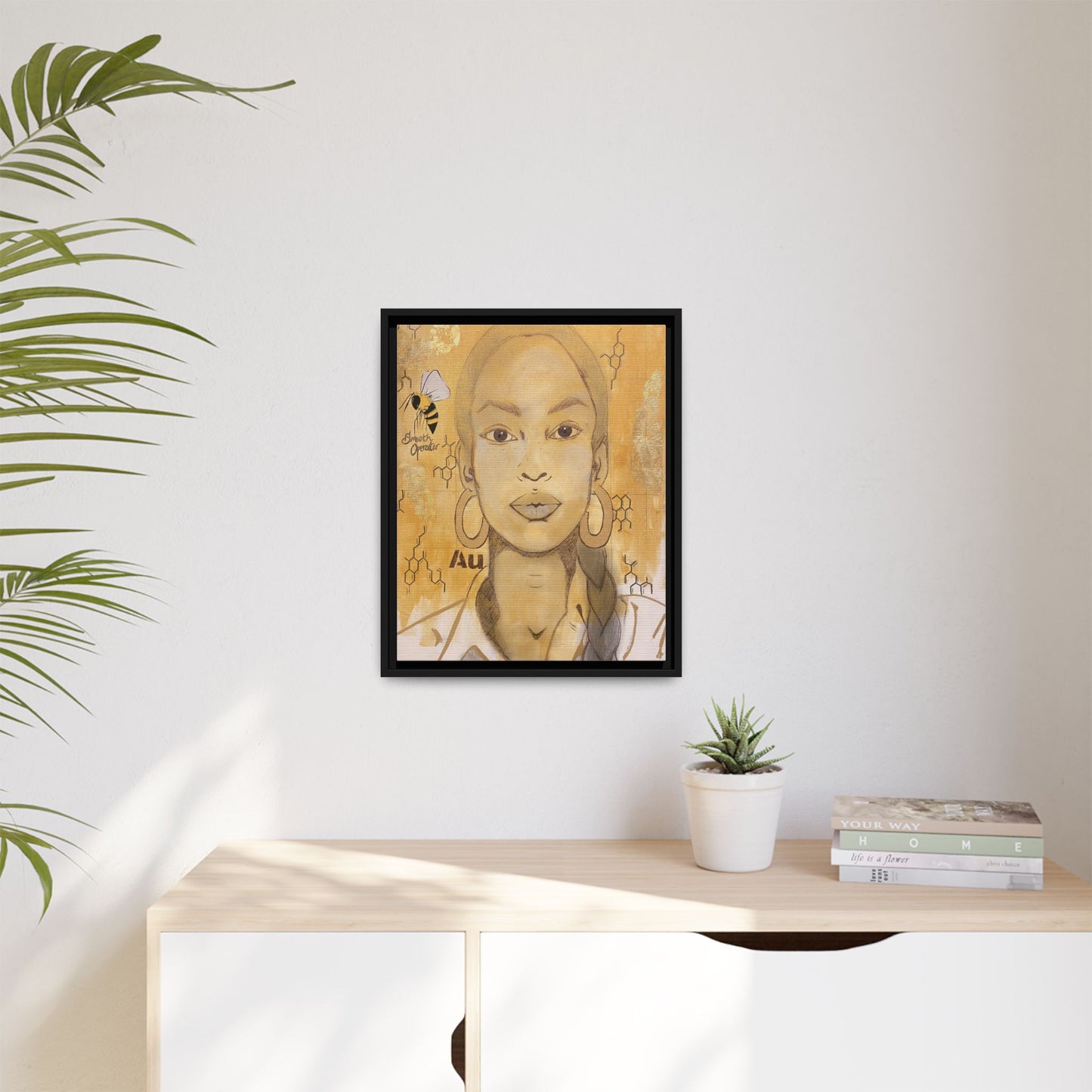 Sade- Gold "Au" Series Framed Canvas Art Multi-Color Wall Decor
