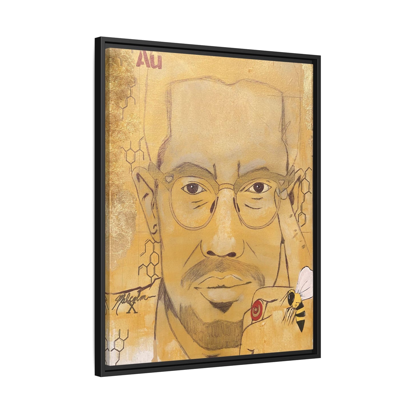 Malcolm X- Gold "Au" Series Framed Art Print Multi-Color
