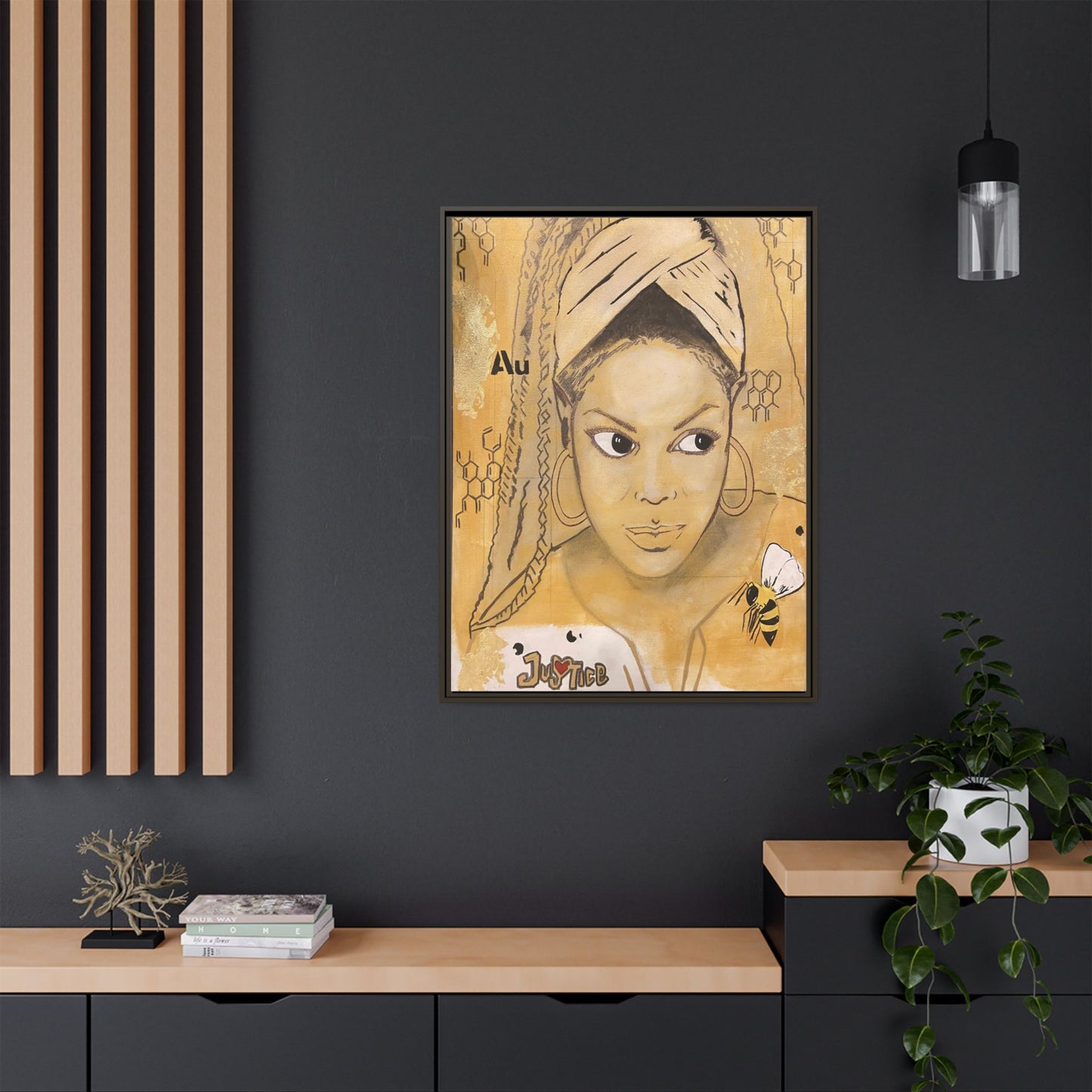Janet Jackson- Gold "Au" Series Framed Multi-Color Matte Canvas Art -