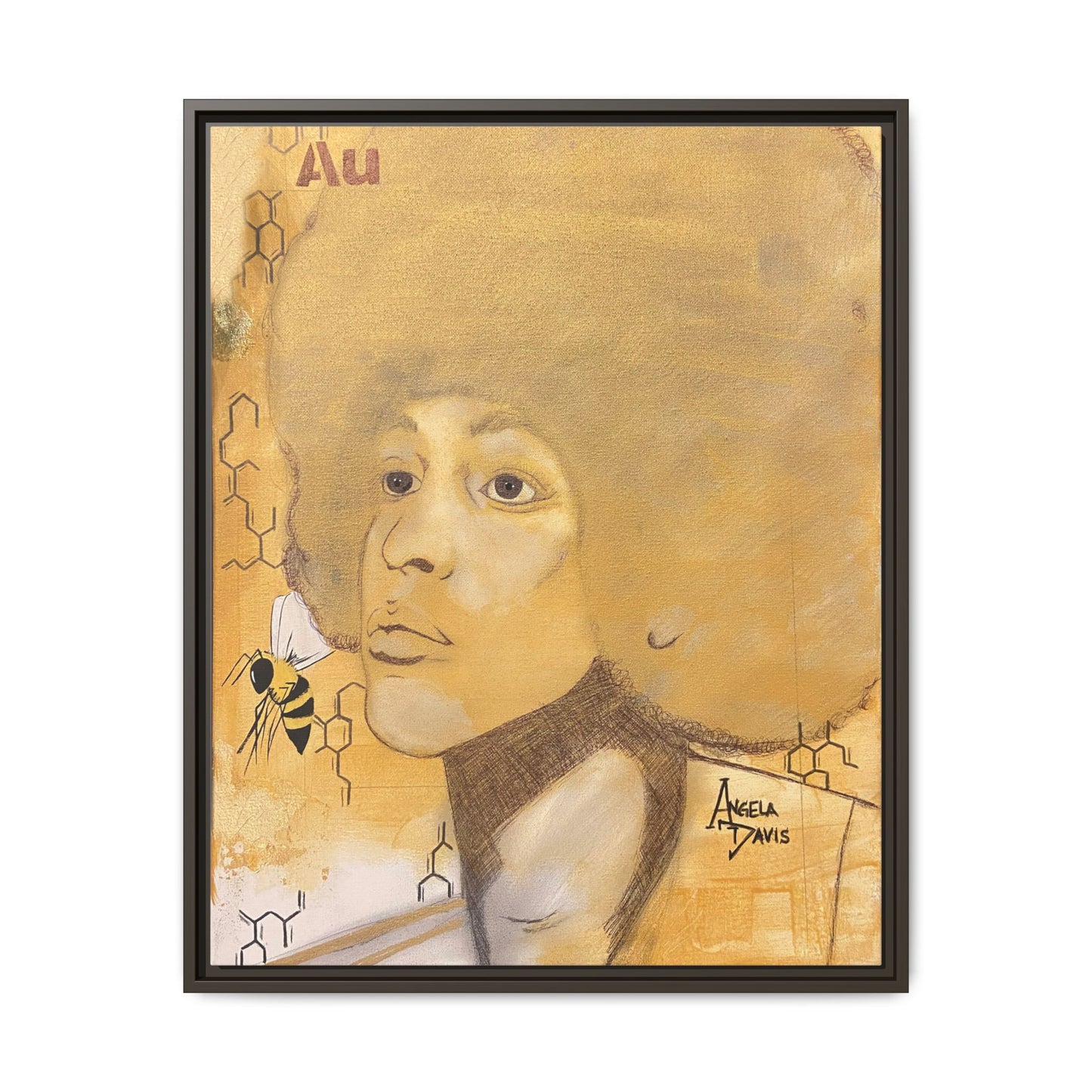 Angela Davis- Gold "Au" Series Framed Matte Canvas Art