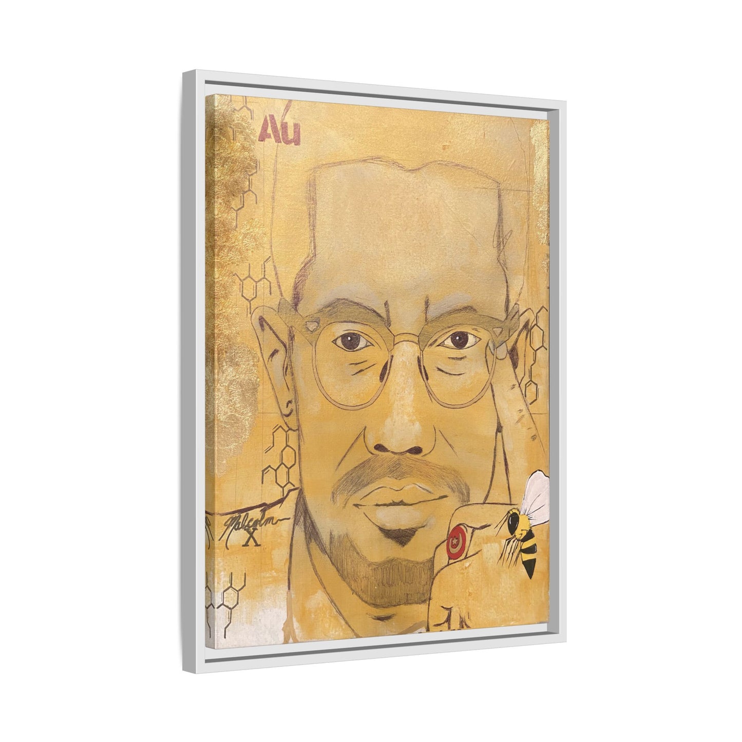 Malcolm X- Gold "Au" Series Framed Art Print Multi-Color
