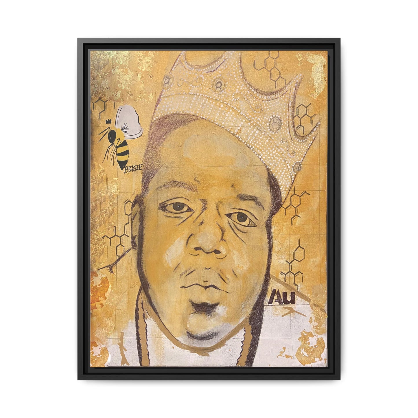 Biggie Smalls - Gold "Au" Series Framed Multi-Color Canvas Art Hip Hop Culture