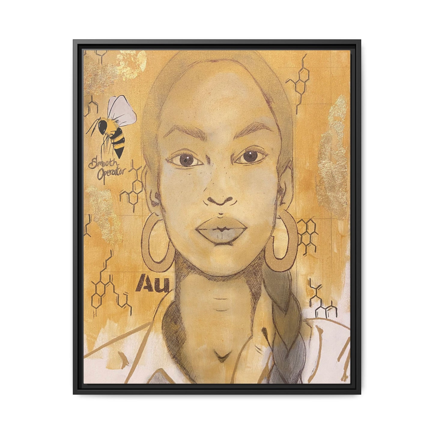 Sade- Gold "Au" Series Framed Canvas Art Multi-Color Wall Decor