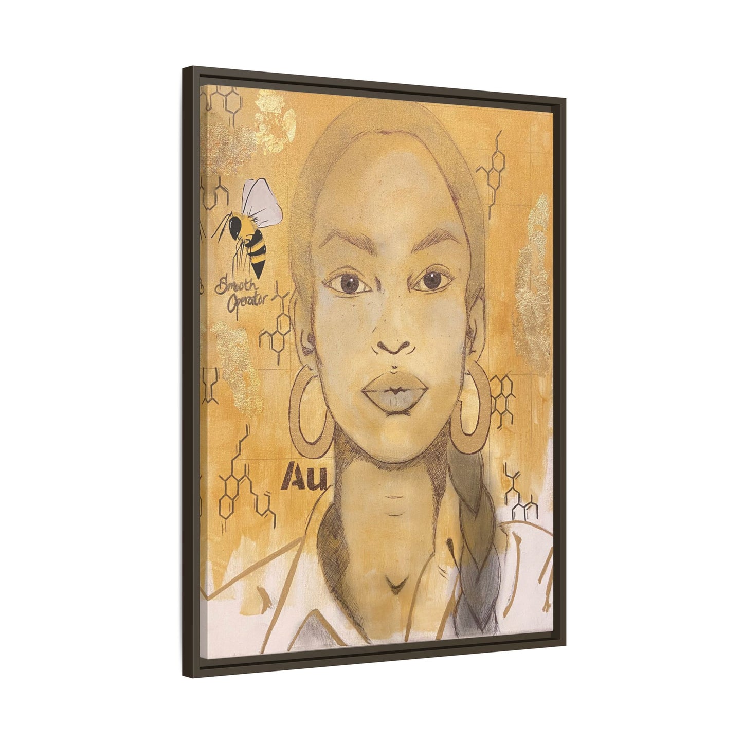 Sade- Gold "Au" Series Framed Canvas Art Multi-Color Wall Decor