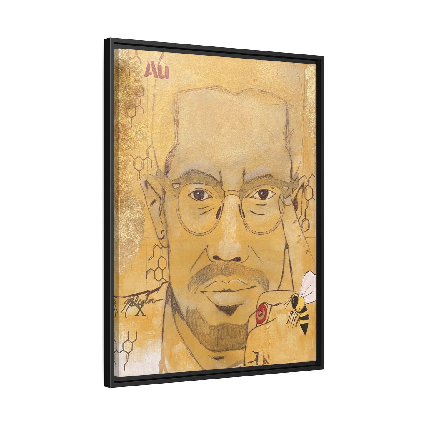 Malcolm X- Gold "Au" Series Framed Art Print Multi-Color