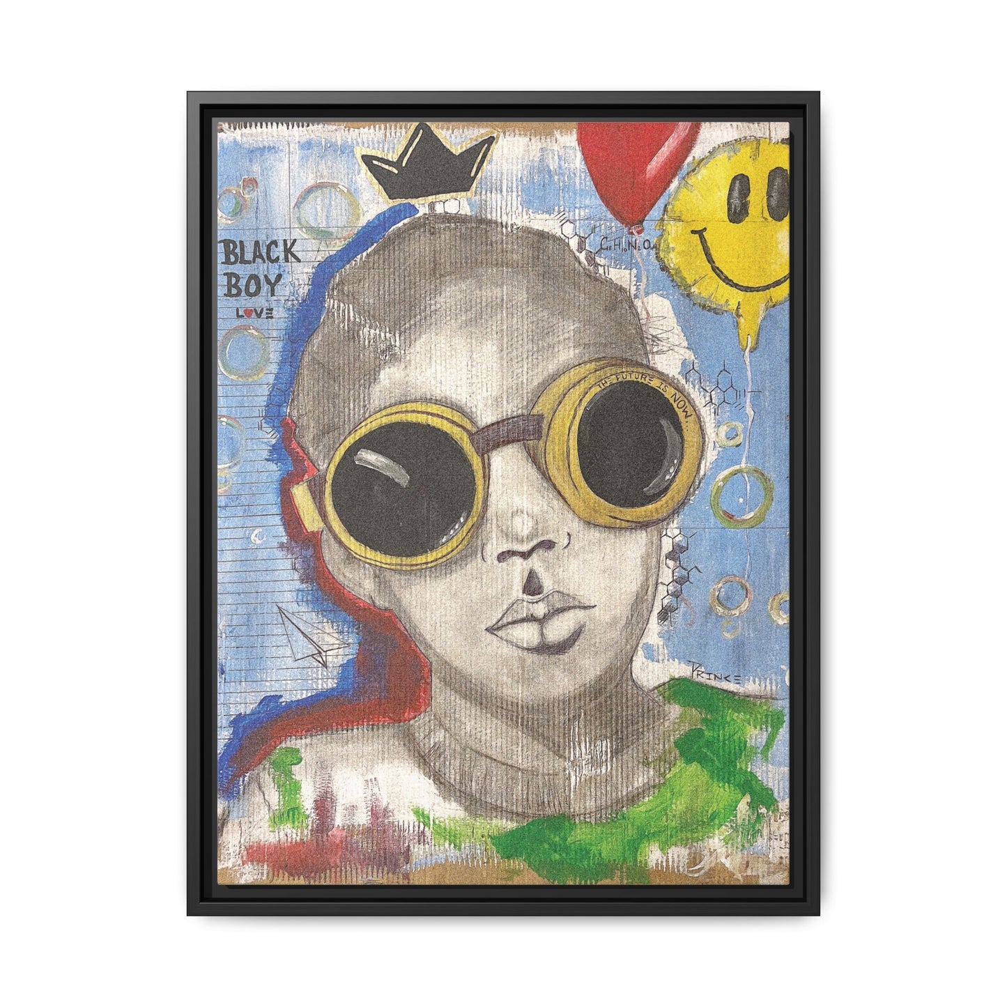 Black Boy Joy "Prince" -Framed Canvas Art Print Multi-Color Wall Decor