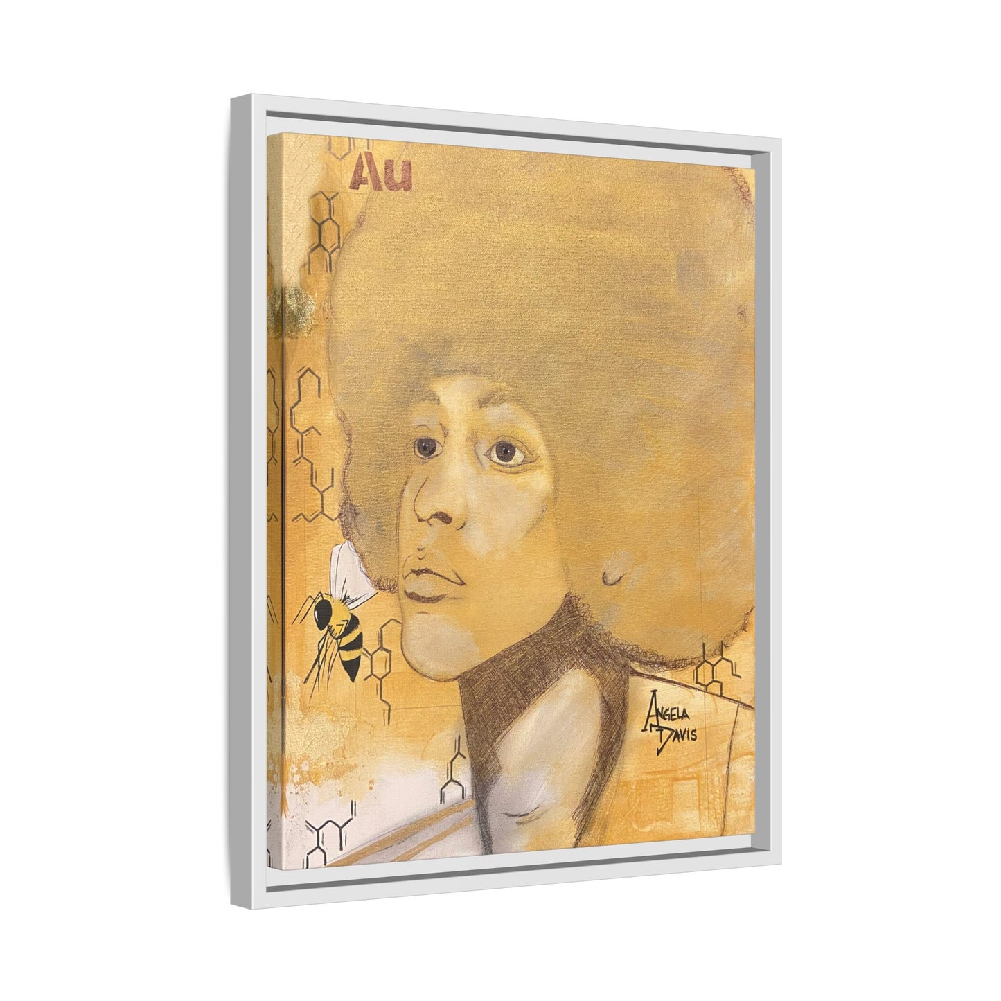 Angela Davis- Gold "Au" Series Framed Matte Canvas Art
