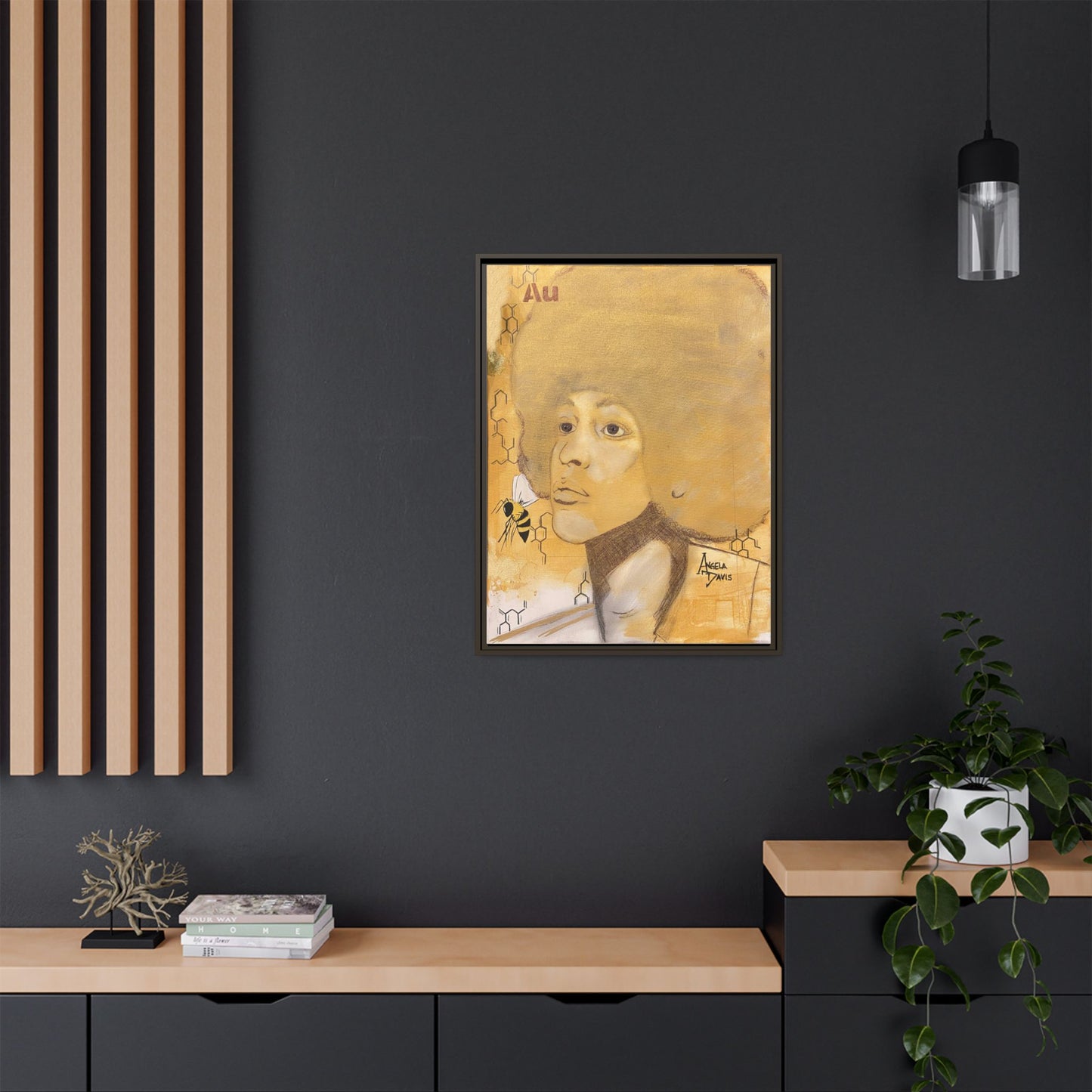 Angela Davis- Gold "Au" Series Framed Matte Canvas Art