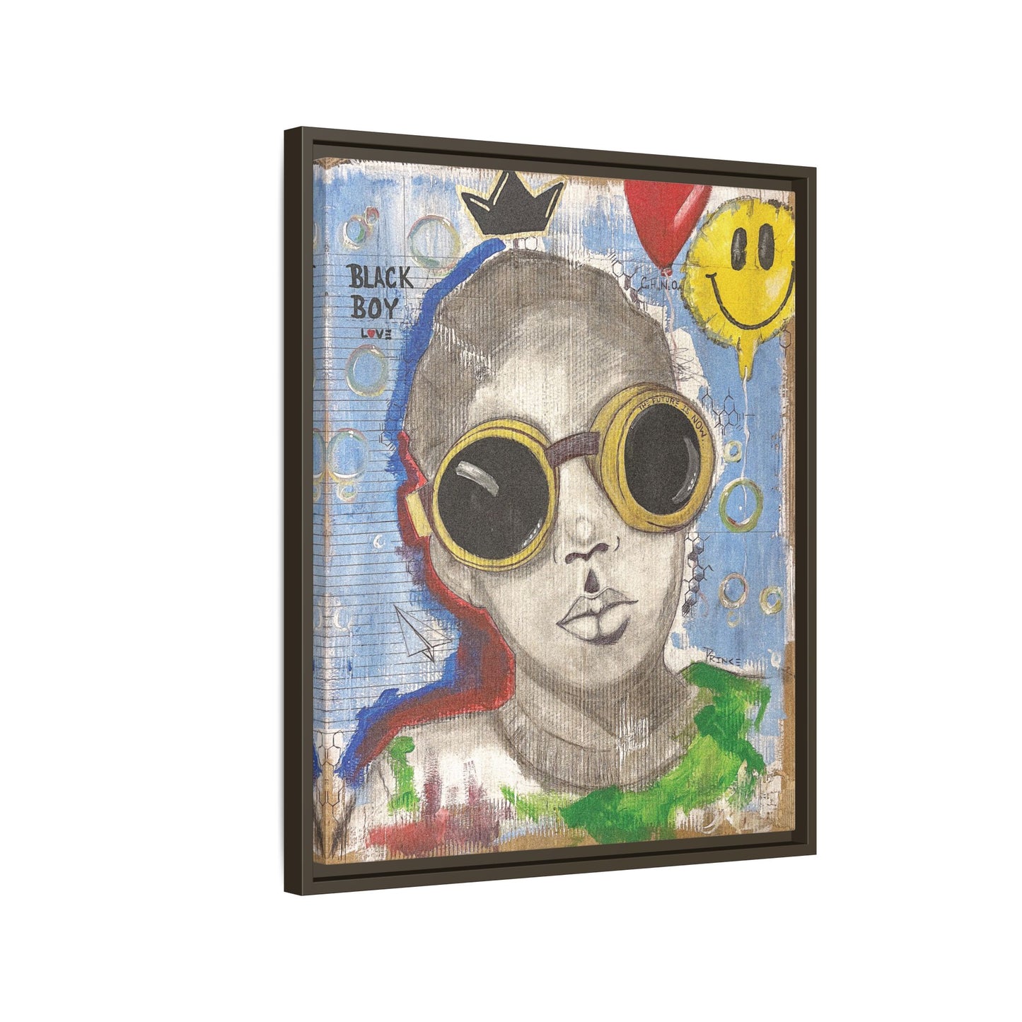 Black Boy Joy "Prince" -Framed Canvas Art Print Multi-Color Wall Decor