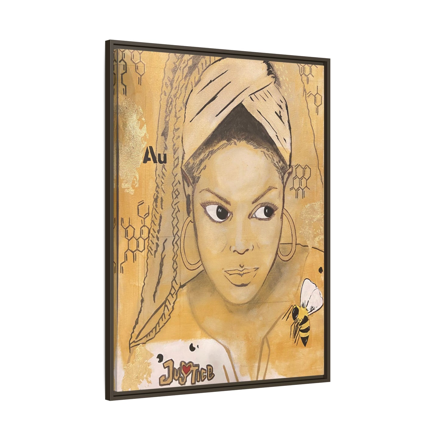 Janet Jackson- Gold "Au" Series Framed Multi-Color Matte Canvas Art -