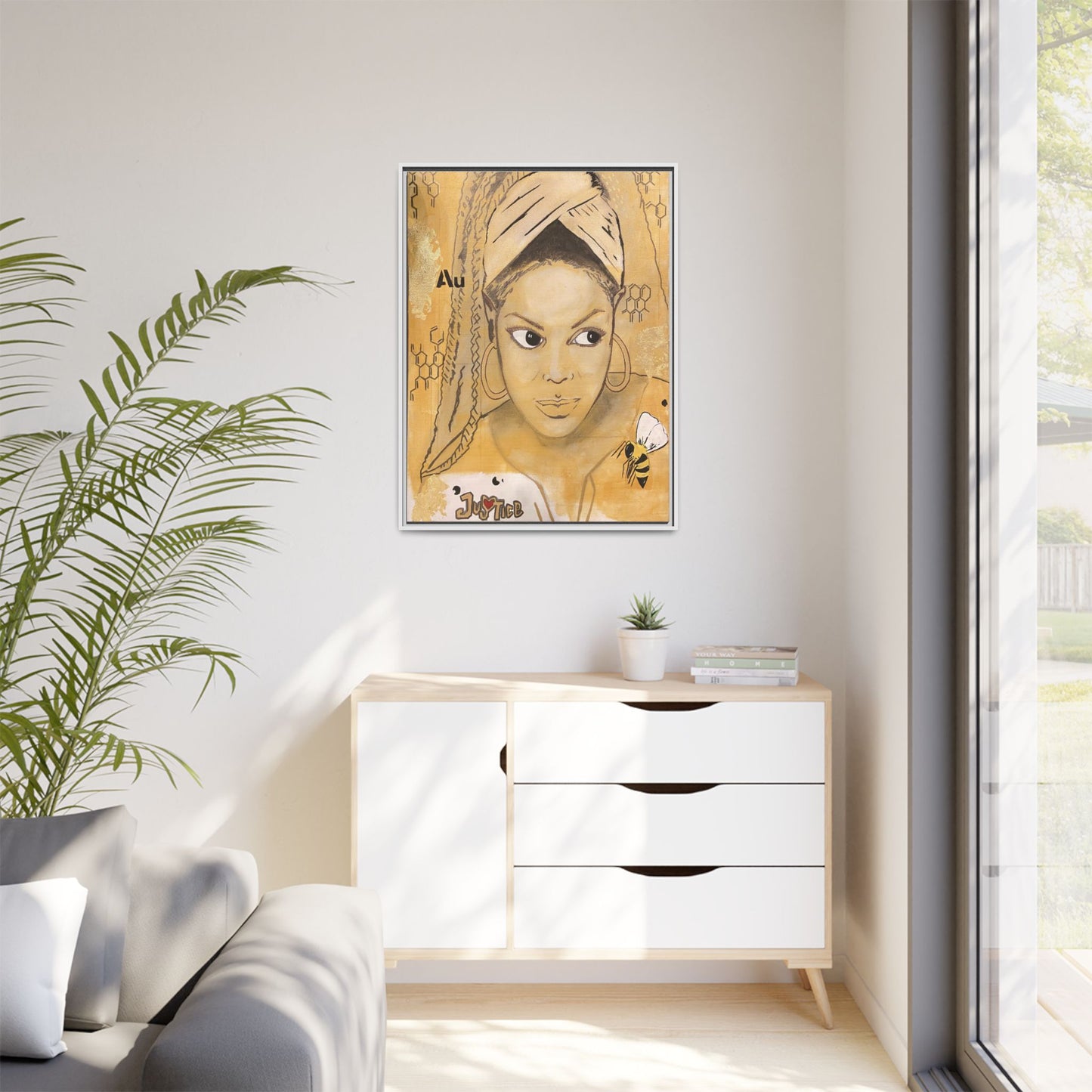 Janet Jackson- Gold "Au" Series Framed Multi-Color Matte Canvas Art -