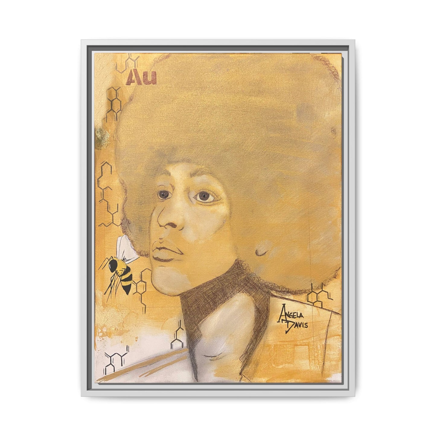 Angela Davis- Gold "Au" Series Framed Matte Canvas Art