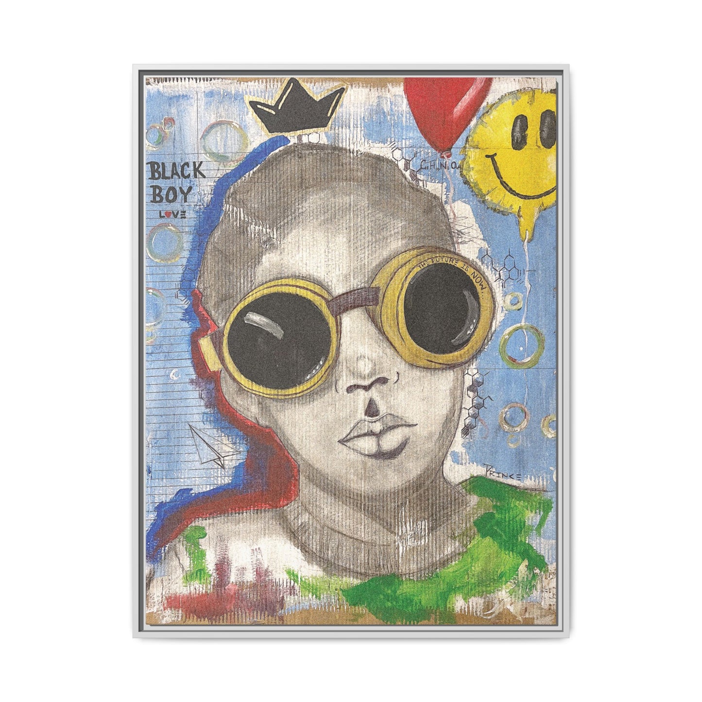Black Boy Joy "Prince" -Framed Canvas Art Print Multi-Color Wall Decor