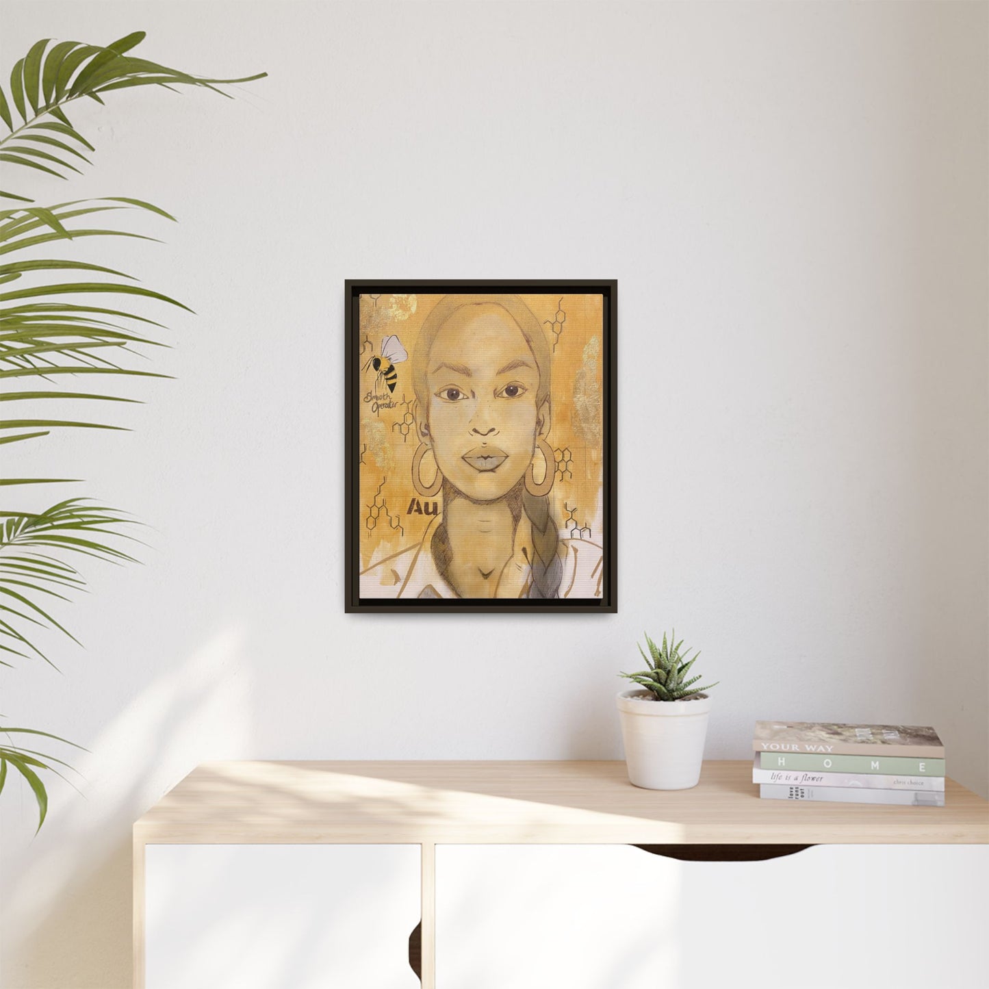 Sade- Gold "Au" Series Framed Canvas Art Multi-Color Wall Decor