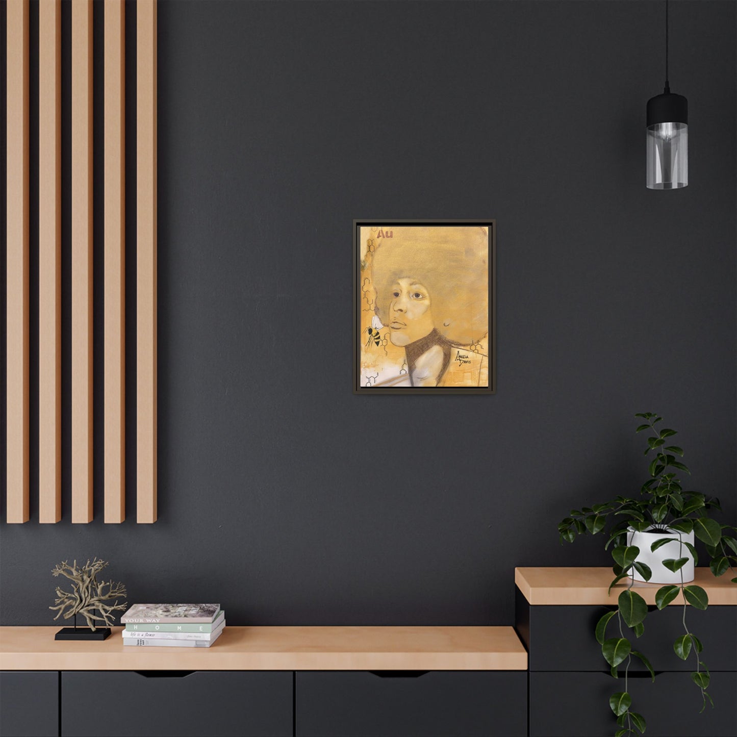 Angela Davis- Gold "Au" Series Framed Matte Canvas Art