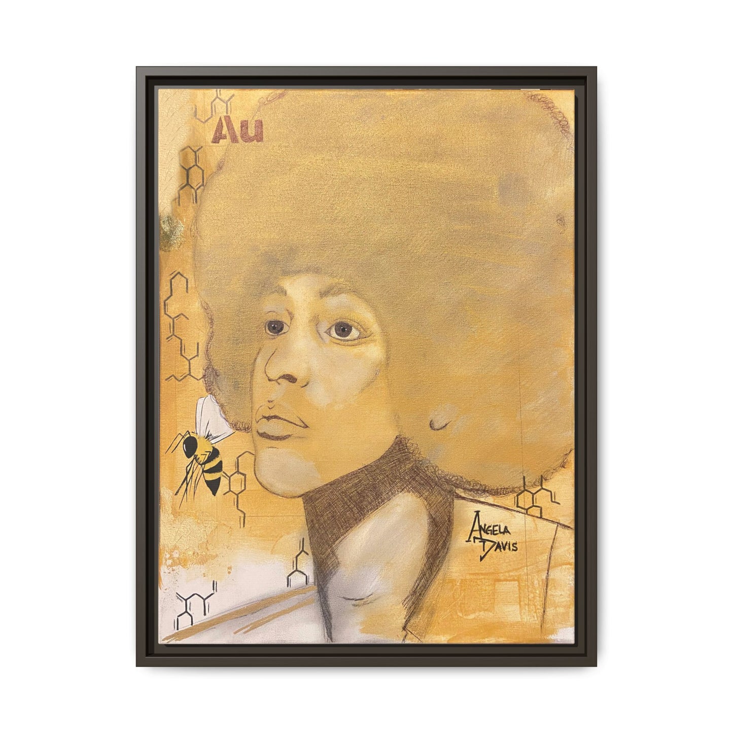 Angela Davis- Gold "Au" Series Framed Matte Canvas Art